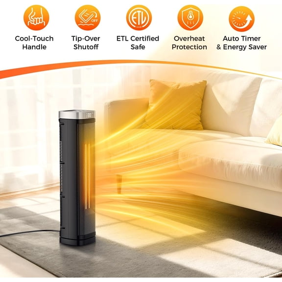 X-Large Electric Ceramic Space with Remote, Thermostat & Timer for Indoor Use