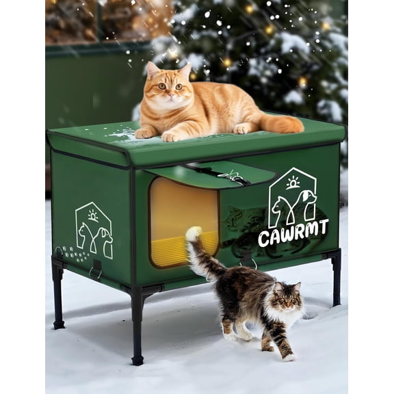 X-Large Heated  House for Outdoor Winter, Full-Coverage  House Heater, Indestructible   Insulated Outside  Shelter for Feral Barn  Protection (, 27x18x20)