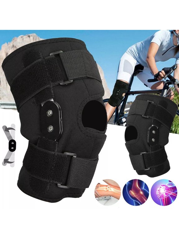 X Large Hinged Knee Brace Support with Open Patella Stabilizer, Adjustable Compression Knee Sleeve for ACL MCL PCL Meniscus Recovery, Arthritis Pain Relief, Sports Injury Support