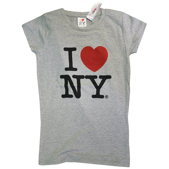 X-Large I Love Ny Gray Ladies Tee New York Womens T-Shirt Heart