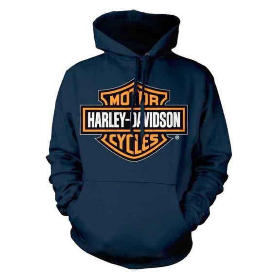 X-Large Men's Orange Bar & Shield Navy Pullover Sweatshirt (XL) 30291742
