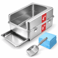 thumbnail image 1 of X-Large Pull-out Sifting Stainless Steel Cat Litter Box With Lid For Pine Pellets, 1 of 6