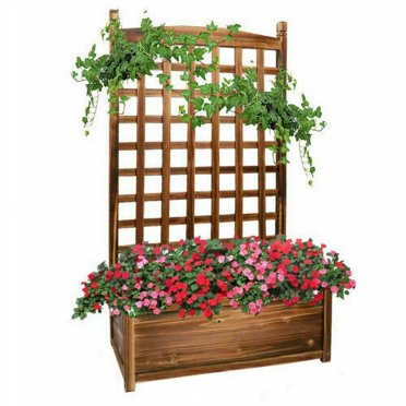 X-Large Raised Garden Bed and Trellis Garden Planter Box for Vine Climbing Plant 25.2x13.8x45.2in