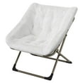 thumbnail image 1 of X-Large Saucer Chair, Comfy Oversized Folding Chair, Faux-Fur Reading Chair for Teens, Adults, Foldable Accent Lazy Chair, Metal Frame Lounge Chair for Living Room, Bedroom, Dorm, White, 1 of 12