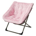 thumbnail image 1 of X-Large Saucer Chair, Comfy Oversized Folding Chair, Faux-Fur Reading Chair for Teens, Adults, Foldable Accent Lazy Chair, Metal Frame Lounge Chair for Living Room, Bedroom, Dorm, Pink, 1 of 12