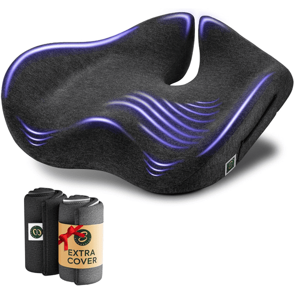 X L Seat Cushion for Office Chair Cushion-Extra Thick Coccyx Orthopedic Memory Foam Seat Cushion,Pressure Relief Seat Cushion For Car or Truck Seat, Office Chair,Gray