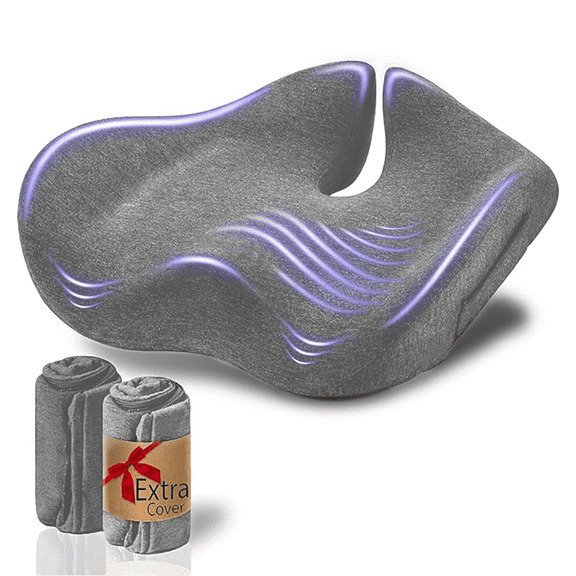 X L Seat Cushion for Office Chair Cushion-Extra Thick Coccyx Orthopedic Memory Foam Seat Cushion,Pressure Relief Seat Cushion For Car or Truck Seat, Office Chair,Gray