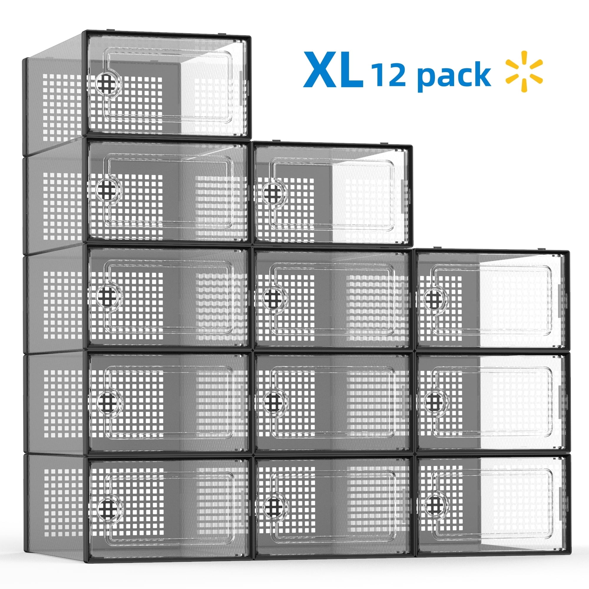 SESENO. 12 Pack Shoe Storage Boxes, Clear popular Plastic Stackable Shoe Organizer B