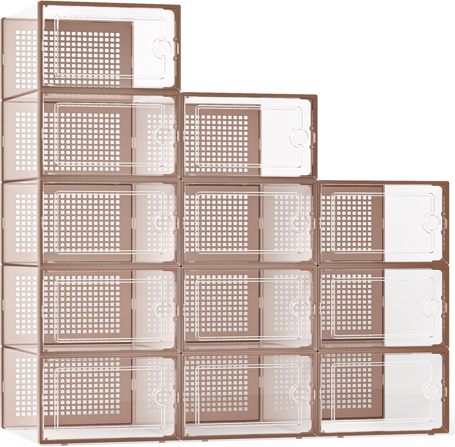 X-Large Shoe Storage Boxes Organizers Clear Plastic Stackable 12 Pack ...