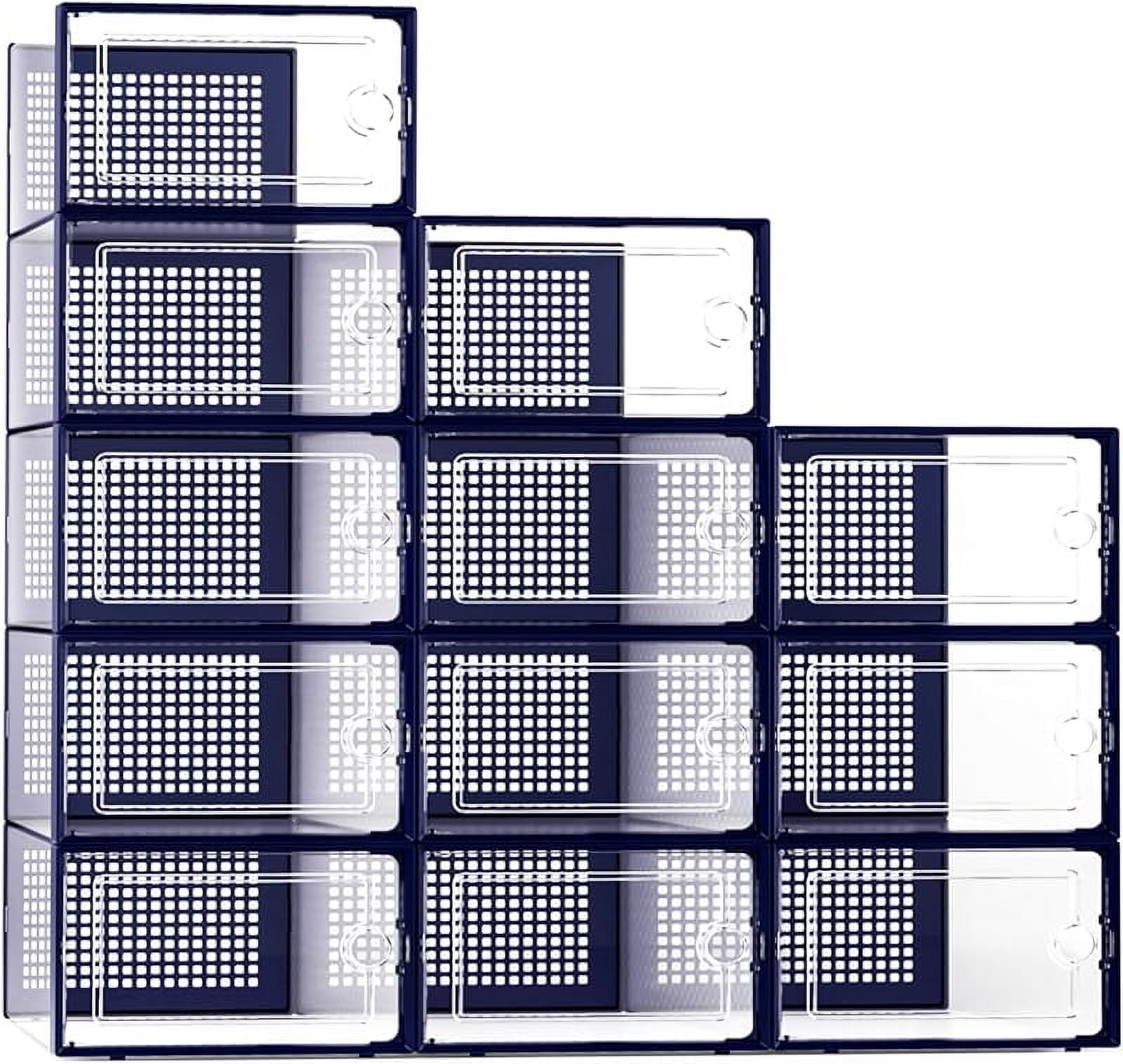 X-Large Shoe Storage Boxes Organizers Clear Plastic Stackable 12 Pack ...