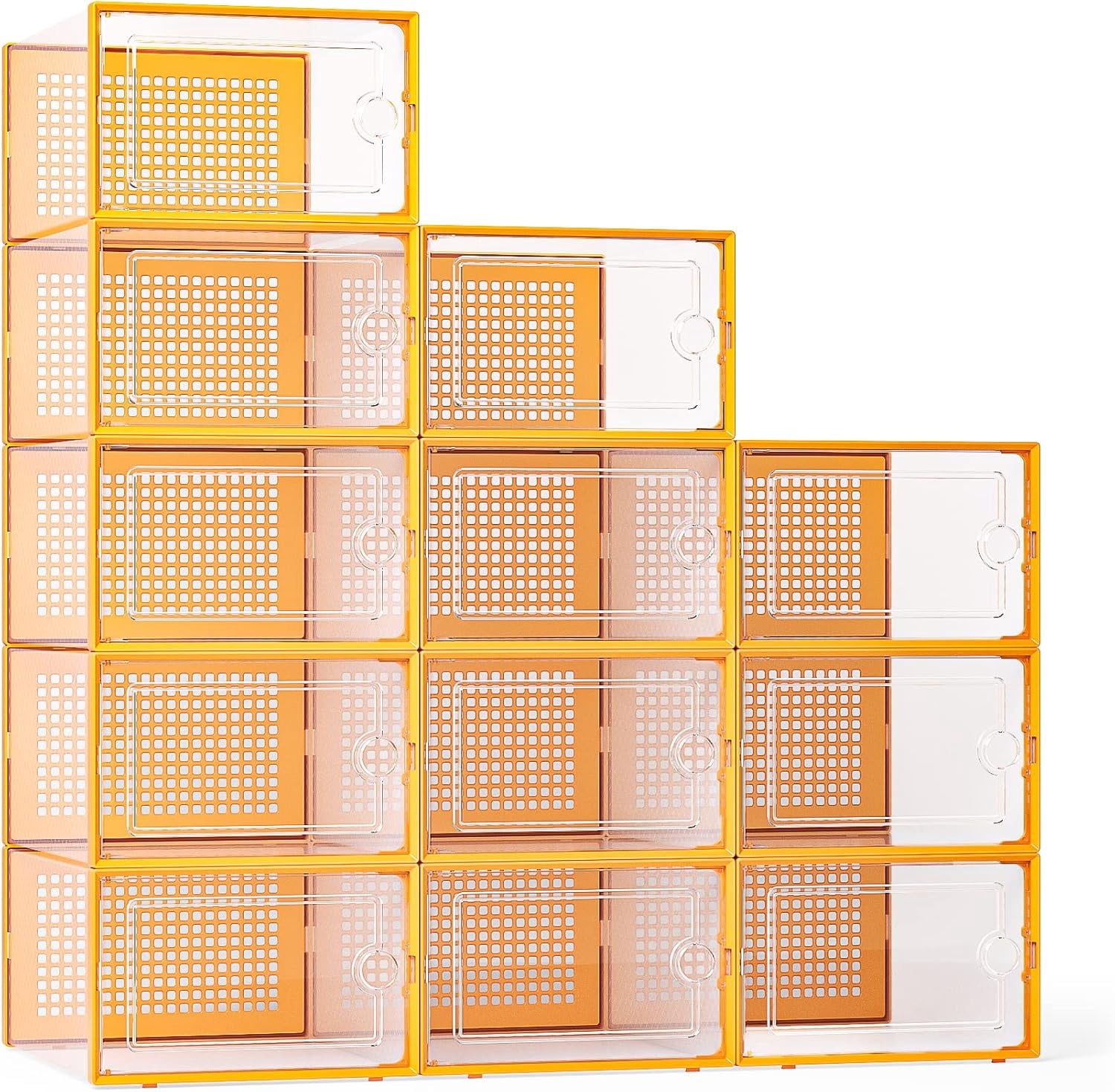 X-Large Shoe Storage Boxes Organizers Clear Plastic Stackable 12 Pack ...