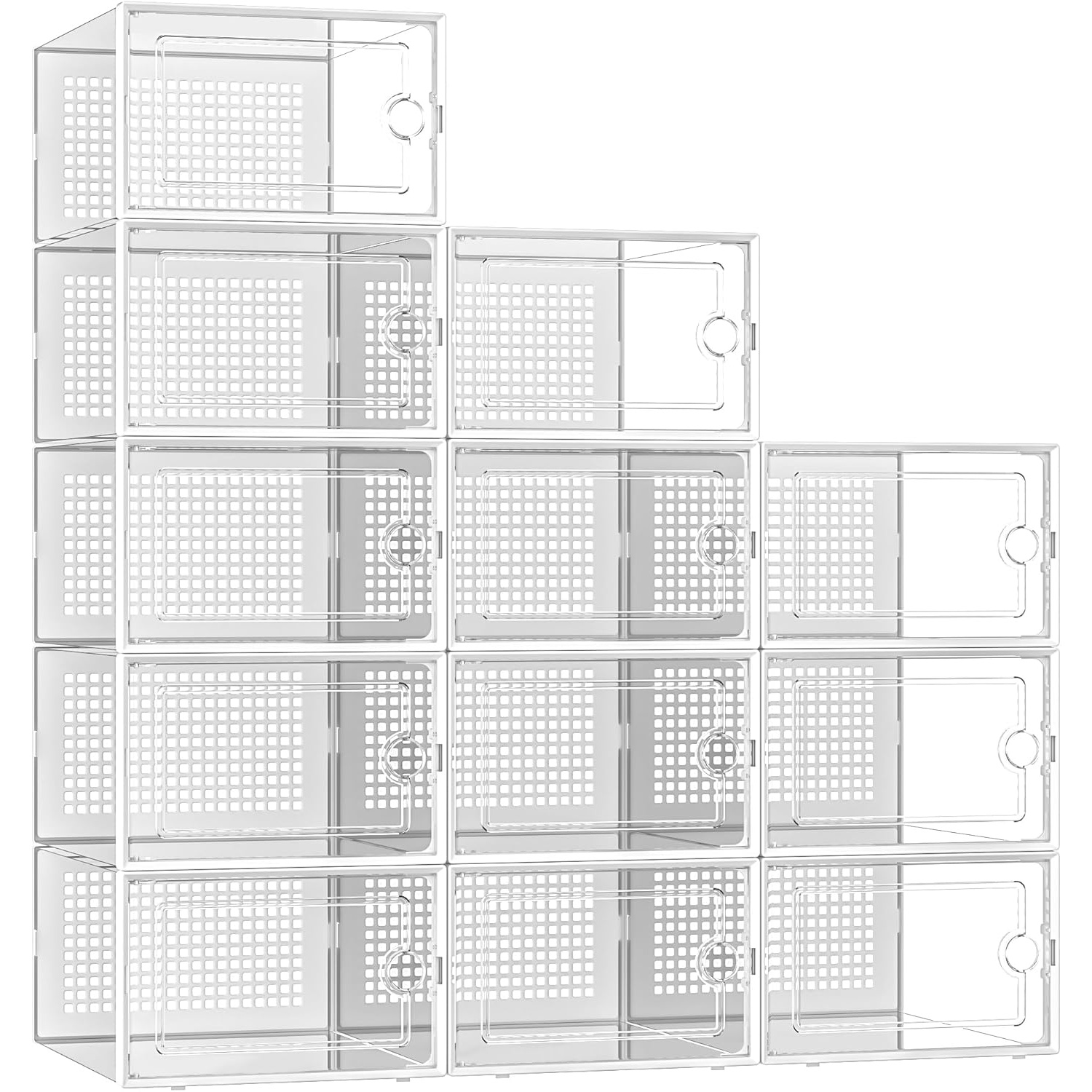 X-Large Shoe Storage Boxes Organizers Clear Plastic Stackable 12 Pack ...