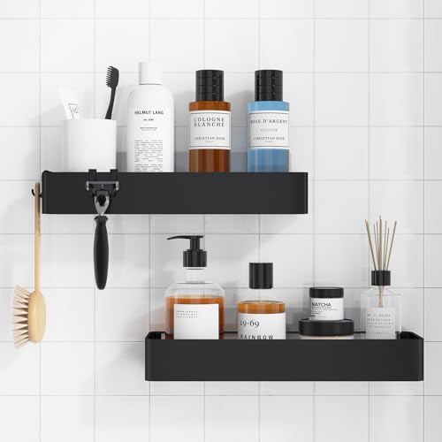 Black Stainless Steel Extra-Large Suction Mount Shower Caddy