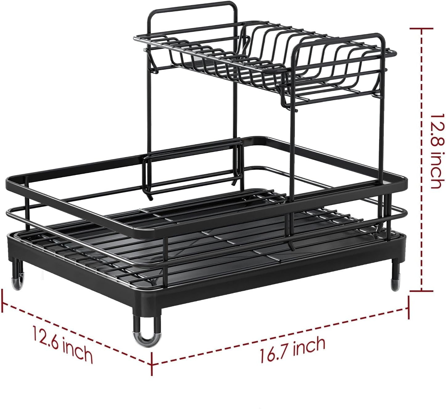 X-Large Stainless Steel Dish Drying Rack - 2-Tier Kitchen Organizer for ...