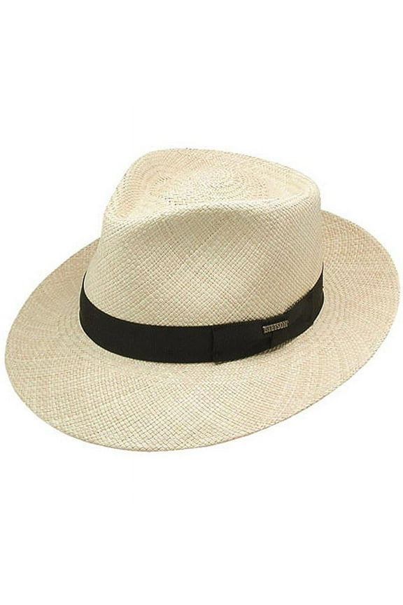 Retro Panama Straw Fedora Hat - XL - Natural