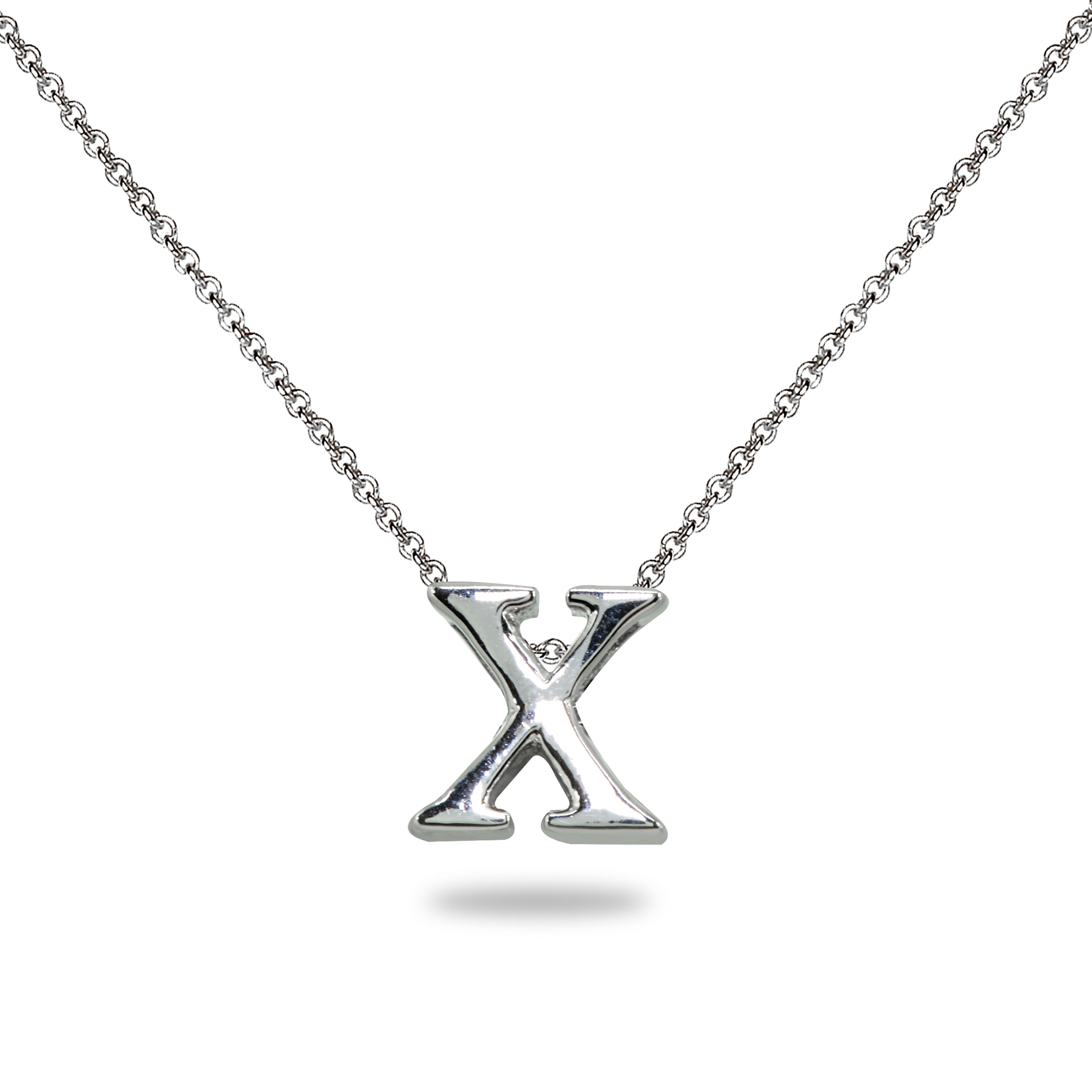 X Letter Initial Alphabet 925 Silver Necklace, 15 inches with extender
