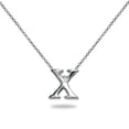 thumbnail image 1 of X Letter Initial Alphabet 925 Silver Necklace, 15 inches with extender, 1 of 4