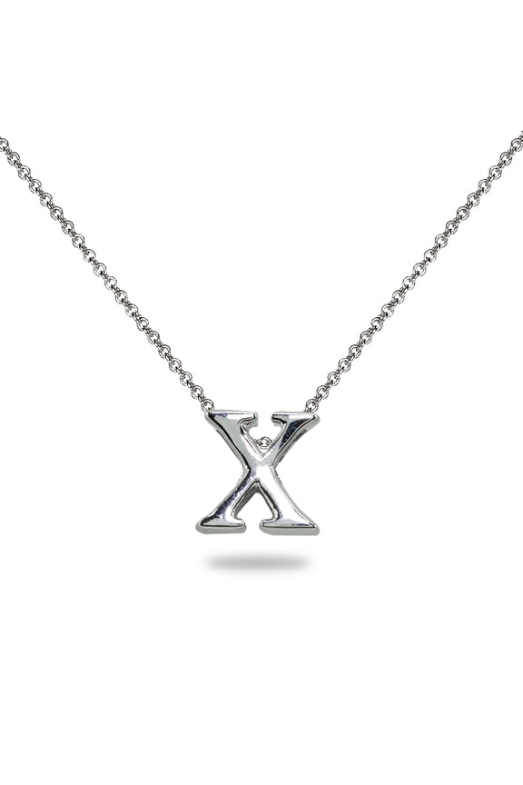 X Letter Initial Alphabet 925 Silver Necklace, 15 inches with extender