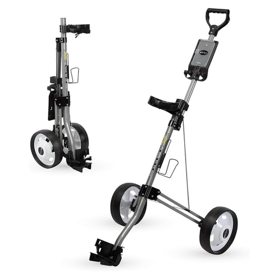 X-Lite 2-Wheel Golf Push Cart  Ultra-Lightweight & Compact Folding Golf Trolley, Ergonomic Handle, Smooth-Rolling Wheels, Built-in Scorecard & Ball Holder