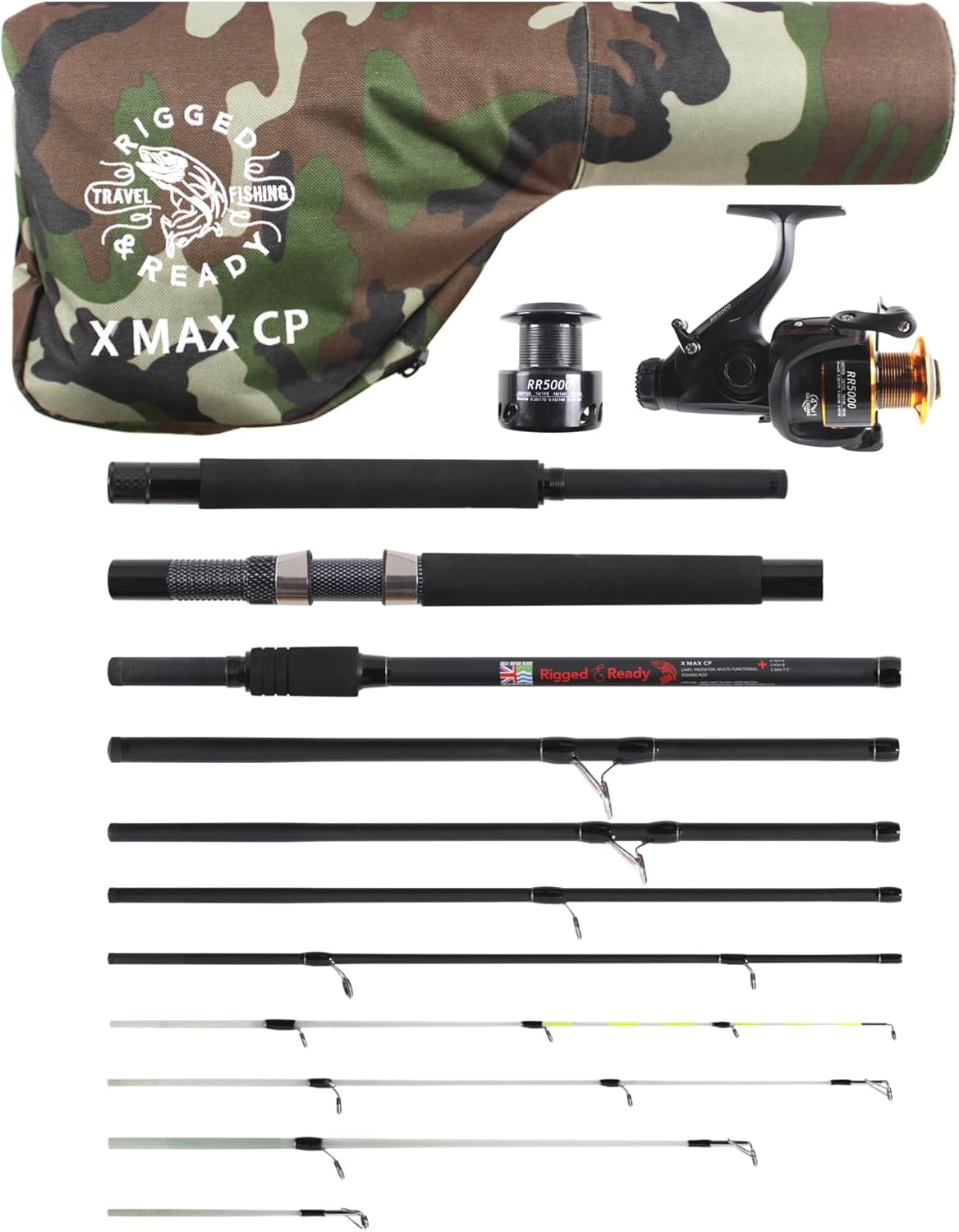 X MAX C-P (CARP-Predator) Fishing Rod, Reel + Case Combination. Bait, Alarm, Spin, Lure, Feeder, Float Rod, Dead Bait Rod. 3 Lengths, 4 Tips, 4 Cast Weights