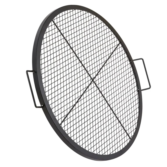 X-Marks 30 Inch Round Fire Pit Grill Grate-Heavy Duty Steel BBQ Cooking Grid with Handle,Portable Campfire Cookware for Outdoor Parties and Gatherings