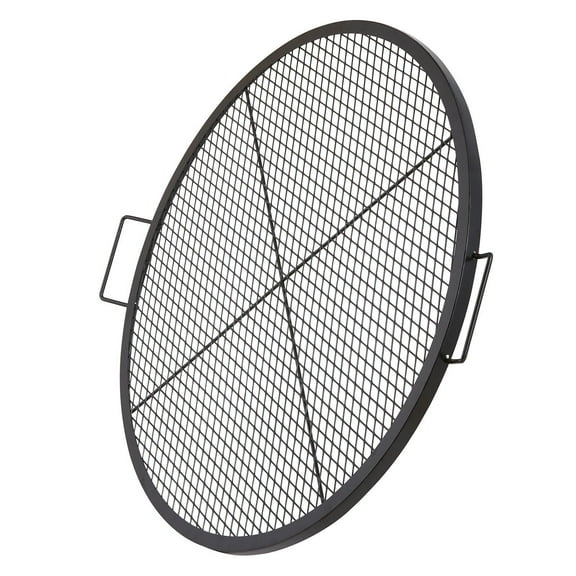 X-Marks Portable 36-Inch Camping Grill Grate, Round Steel BBQ Grid with Handle for Fire Pit, Backyard Cookouts, Tailgating & Outdoor Adventures