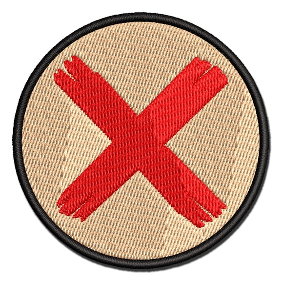 X Marks the Spot Treasure Map Applique Multi-Color Embroidered Iron-On Patch - 2.5 Inch Small