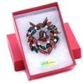 thumbnail image 1 of X-Mas Holiday Christmas Wreath Flower Floral Pin Brooch Crystal Jewelry Gift Box, 1 of 1
