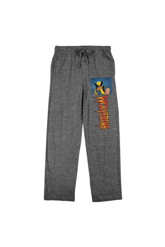 X-Men (1997) Wolverine Men's Heather Gray Sleep Pants-XL