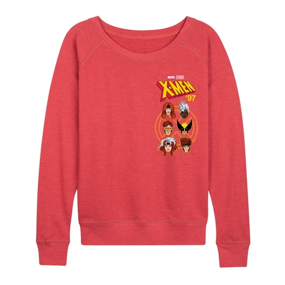 X-Men - Character Head Lightweight French Terry Wide Neck Long Sleeve Graphic Shirt