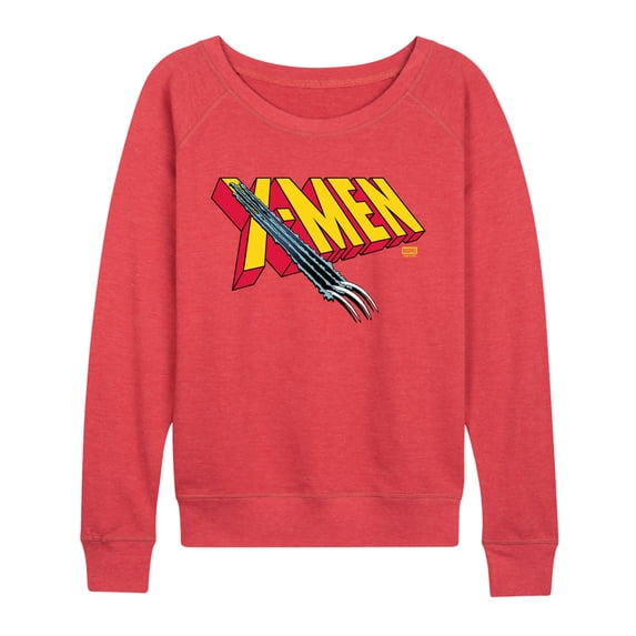 X-Men - Claw Rip Lightweight French Terry Wide Neck Long Sleeve Graphic Shirt