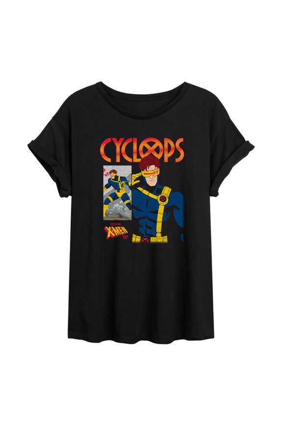 - Cyclops Comic Cover - Juniors Oversized Graphic T-Shirt