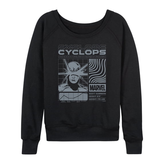 X-Men - Lightweight French Terry Wide Neck Long Sleeve Graphic Shirt
