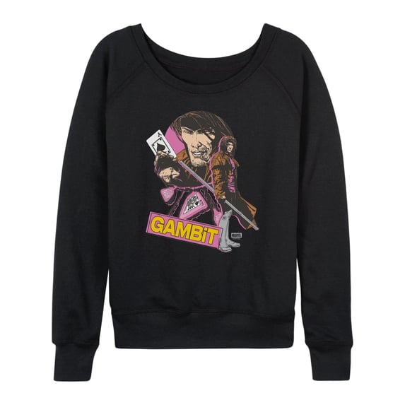 X-Men - Gambit Ragin Cajun Lightweight French Terry Wide Neck Long Sleeve Graphic Shirt