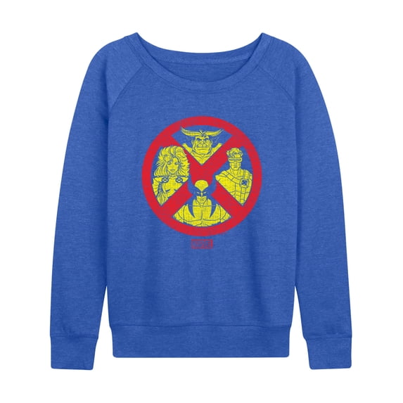 X-Men - Logo Characters Lightweight French Terry Wide Neck Long Sleeve Graphic Shirt