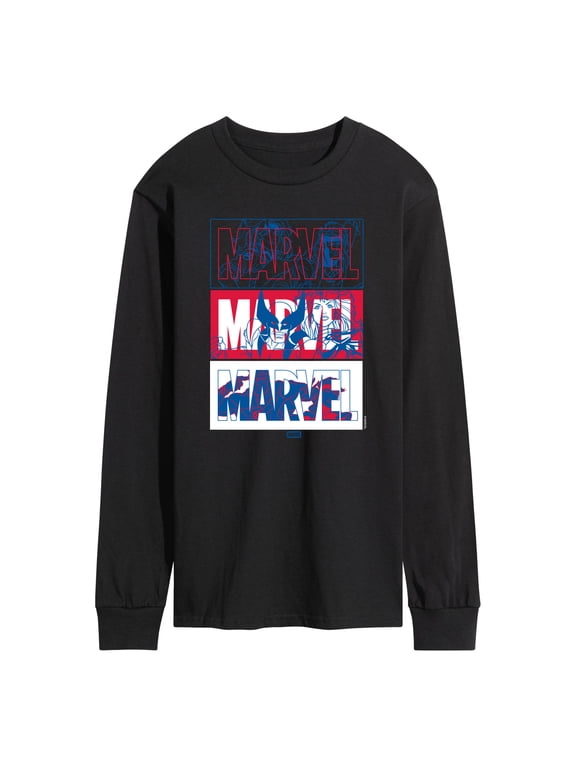 - Marvel Logos Men's Long Sleeve Graphic T-Shirt