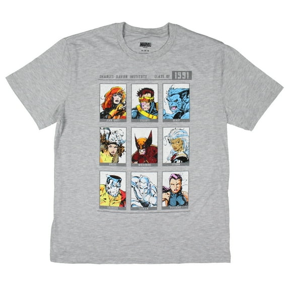 Marvel X-Men Men's Xavier Institute Class of 1991 Yearbook Page T-Shirt (Large)