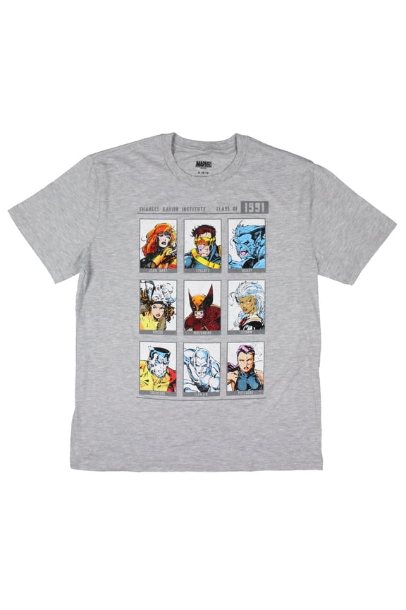 Marvel X-Men Men's Xavier Institute Class of 1991 Yearbook Page T-Shirt (Large)