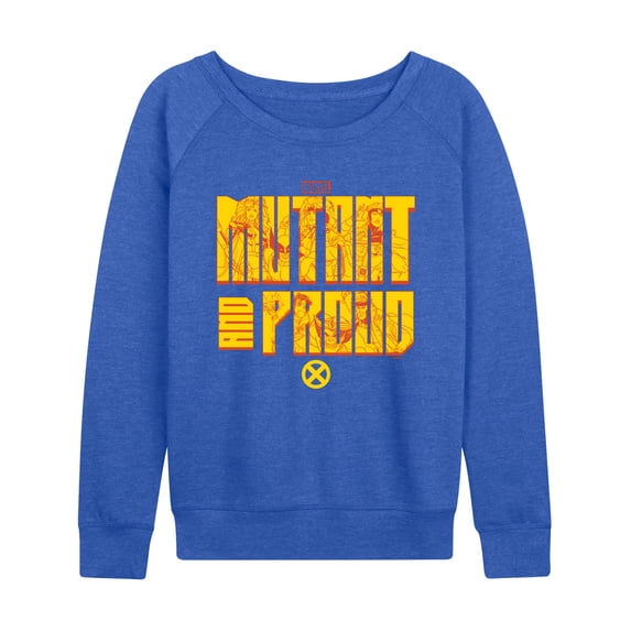 X-Men - Mutant And Proud Lightweight French Terry Wide Neck Long Sleeve Graphic Shirt