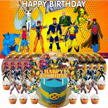 X-Men Party Supplies Birthday Decorations Plates Banner Kids Cake Toppers Set Decor