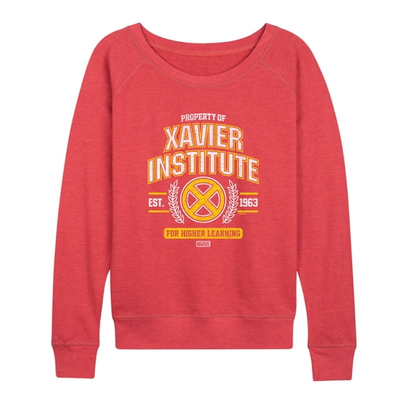 X-Men - Property Of Xavier Institute Lightweight French Terry Wide Neck Long Sleeve Graphic Shirt