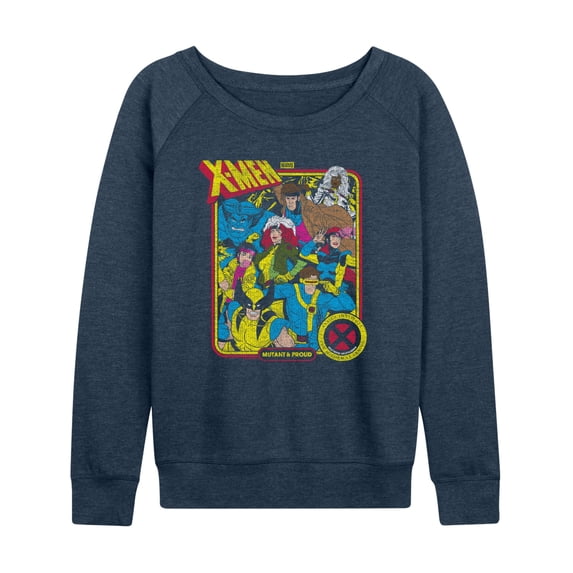 X-Men - X-Men Retro Lightweight French Terry Wide Neck Long Sleeve Graphic Shirt
