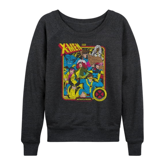 X-Men - X-Men Retro Lightweight French Terry Wide Neck Long Sleeve Graphic Shirt