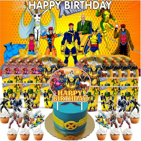 X-Men Wolverine Birthday Cups Party Supplies Decor Backdrop Plates Fans Decorations Banner