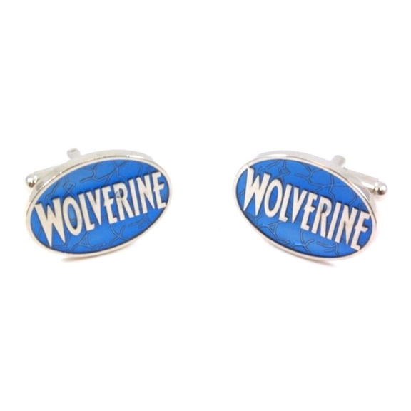 X-Men Wolverine Blue & Silver Enamel Logo Licensed Cufflinks