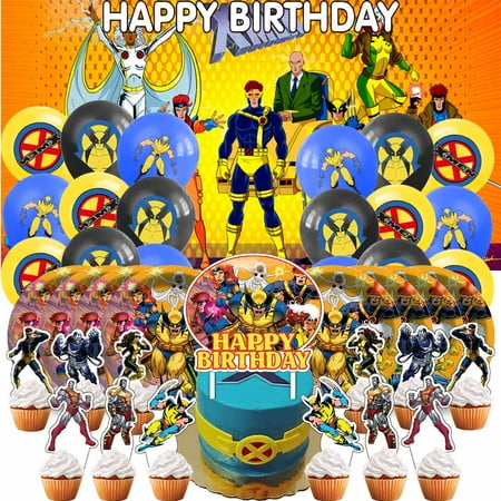 X-Men X Men Party Supplies Plates Decorations Birthday Cake Topper Banner Decor Backdrop Balloons