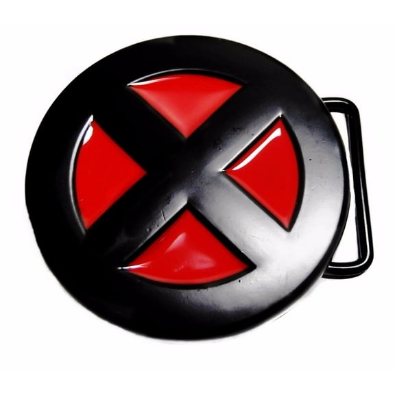 X-Men by Mainstreet Classics Adjustable Unisex Metal Belt Buckle with Enamel Accents, Red Black