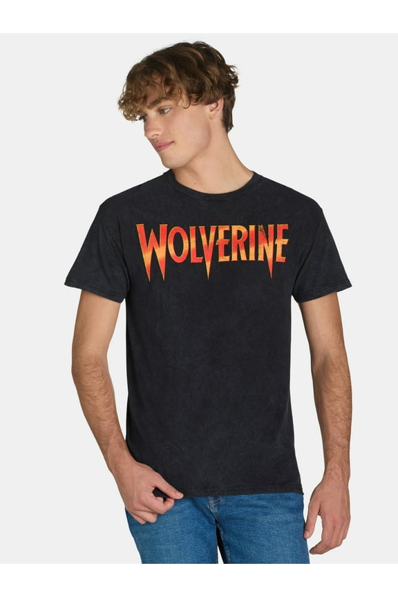 X-Men's Wolverine Men’s & Big Men's Mineral Wash Graphic Tee, Sizes S-3XL