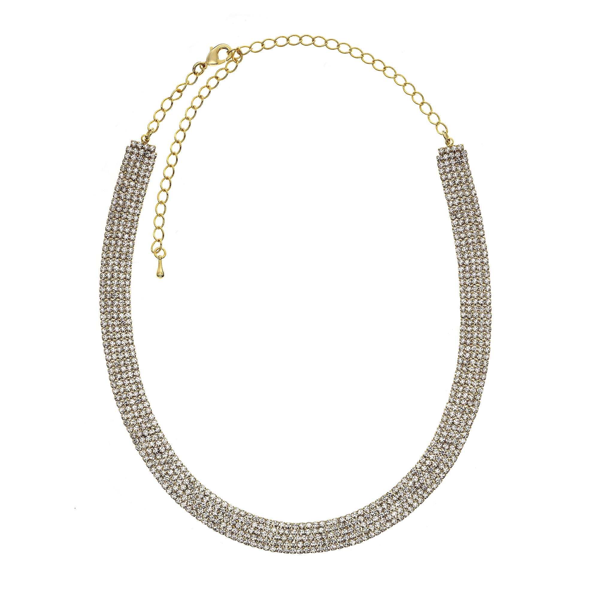 X & O 14KT Gold Plated 10mm Crystal Contour Necklace ***