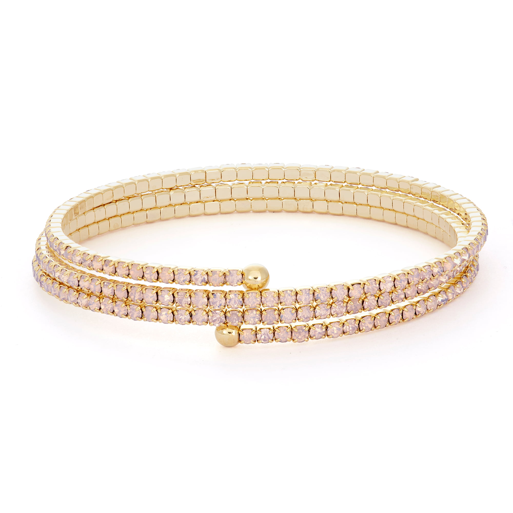 X & O 14KT Gold Plated Crystal Solid Pastel Tone Style Three Row Flex ...